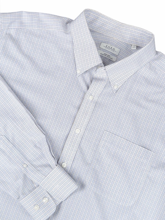 Enro Other - Enro Men's 18 34/35 Dress Shirt Blue Yellow Check Non-Iron Cotton Button Down